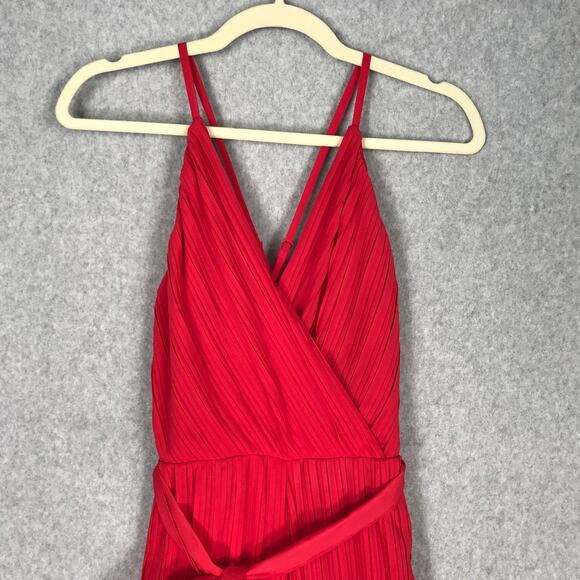Beyond Words Jumpsuit Womens XS Red Wrap Pleated Belt Resort Flowy Coastal Rodeo - Picture 3 of 11